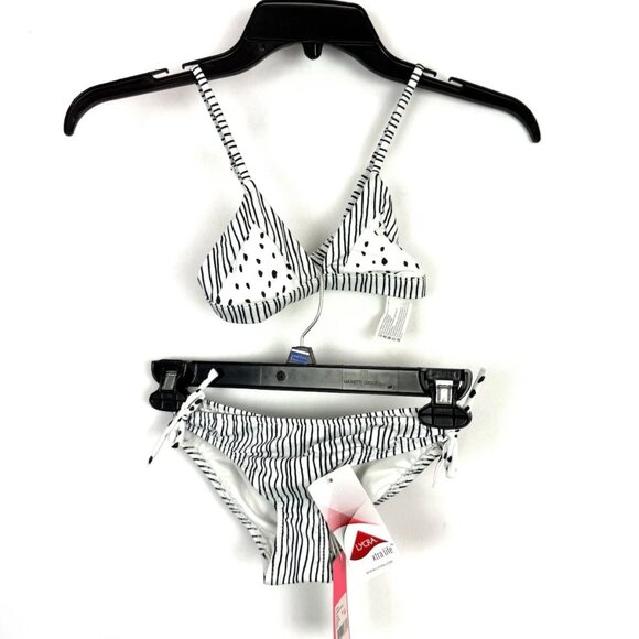 Seafolly Girl’s White/Black Two Piece Bikini Swimsuit Set Size 6